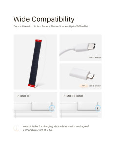 Panel Solar 3.4W 6V JaeJaes para Cortinas Motorizadas USB-C 2