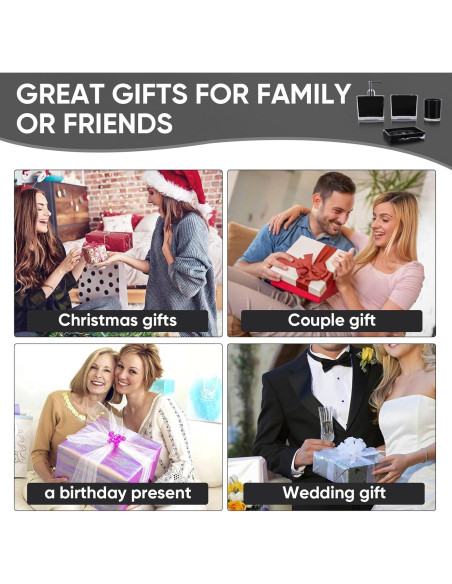 Juego de Accesorios de Baño Acrílico Premium 4 Piezas Negro