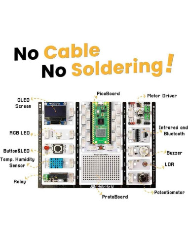 Kit de Inicio Raspberry Pi Pico W con 12 Sensores y Guía