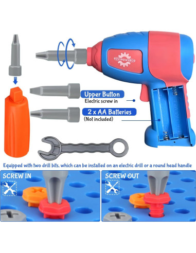 Juguete de Construcción Taladro Eléctrico AquaArcc 351 Piezas