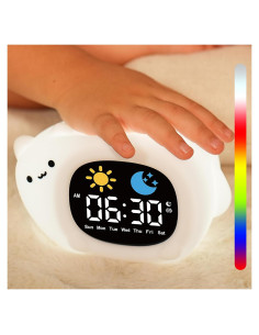 Reloj Despertador Vivilumens Gato con Luz Nocturna y Sonidos