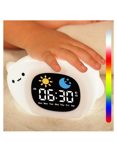 Reloj Despertador Vivilumens Gato con Luz Nocturna y Sonidos