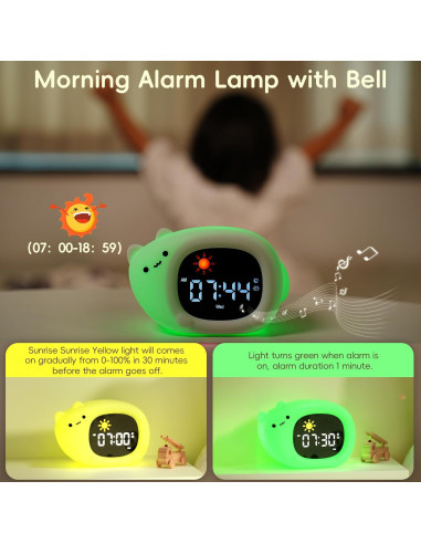 Reloj Despertador Vivilumens Gato con Luz Nocturna y Sonidos