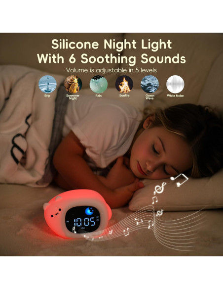 Reloj Despertador Vivilumens Gato con Luz Nocturna y Sonidos