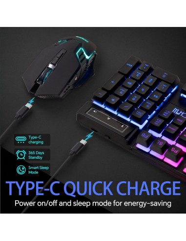Teclado y Ratón Inalámbrico CHONCHOW G220 RGB Recargable