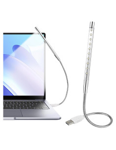 Luz de Teclado USB LED CZBRO Cuello de Ganso Plata 10 LEDs