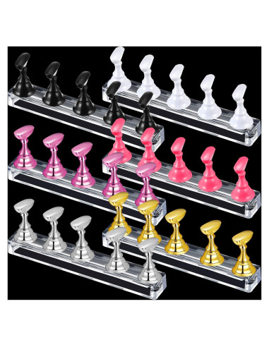 6 Sets Soporte de Exhibición de Uñas Acrílico Blulu - 6 Colores