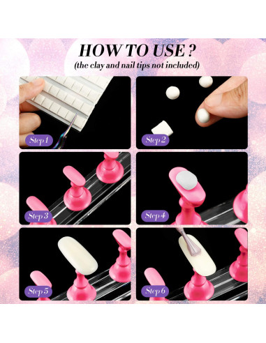 6 Sets Soporte de Exhibición de Uñas Acrílico Blulu - 6 Colores