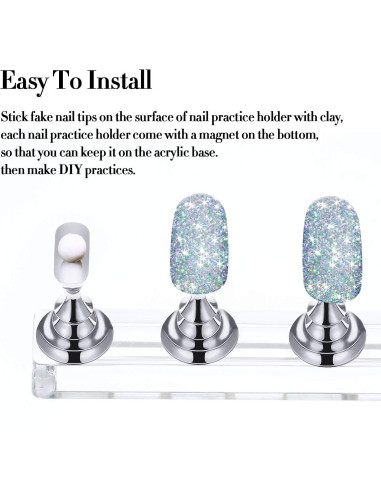 6 Sets Soporte de Exhibición de Uñas Acrílico Blulu - 6 Colores