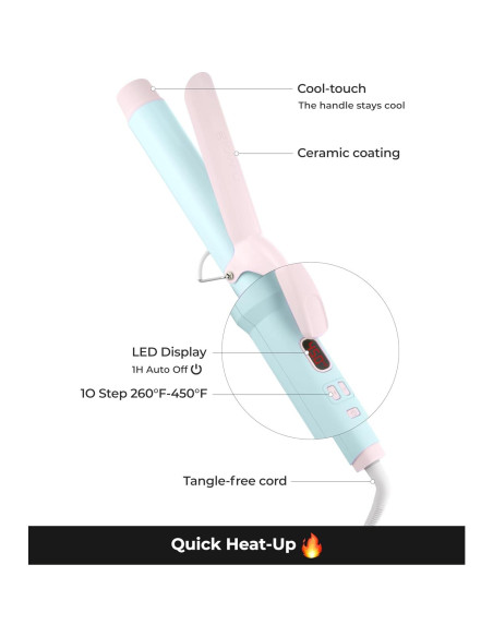 Plancha de Rizar AIDENLAB 7.3" Cerámica 10 Modos Temperatura