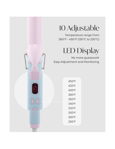 Plancha de Rizar AIDENLAB 7.3" Cerámica 10 Modos Temperatura