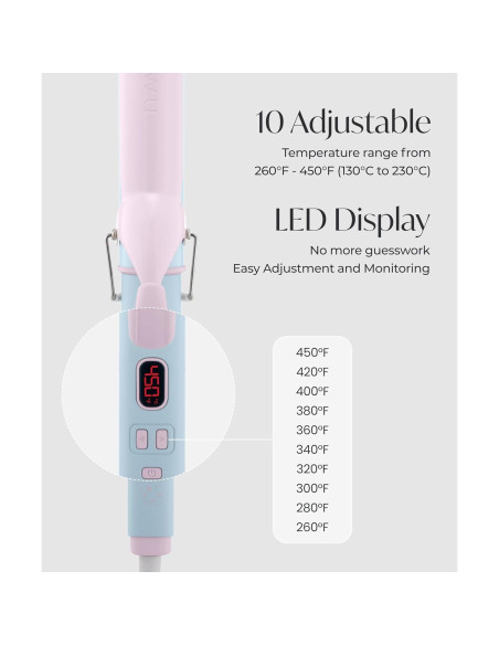 Plancha de Rizar AIDENLAB 7.3" Cerámica 10 Modos Temperatura