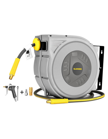 Carrete de Manguera de Aire Retráctil GLAHODEN 3/8" x 15.24 m