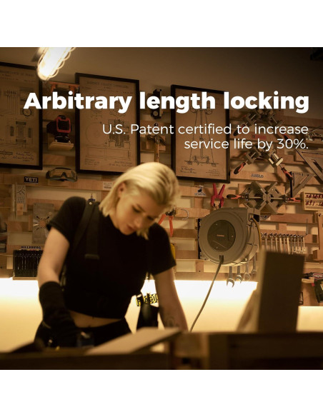 Carrete de Manguera de Aire Retráctil GLAHODEN 3/8" x 15.24 m