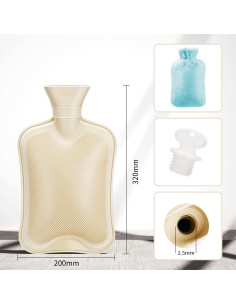 Botella de Agua Caliente Fythao 2L Goma Natural Azul Bebé 2