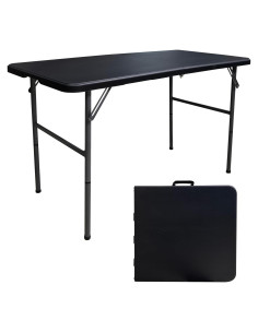 Mesa Plegable 122x61 cm HYMnature Negra Resistente para Interior y Exterior