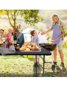 Mesa Plegable 122x61 cm HYMnature Negra Resistente para Interior y Exterior 2