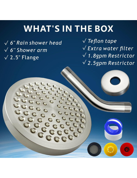 Cabezal de Ducha de Lluvia Nuodan 15.24 cm con Brazo de 15.24 cm