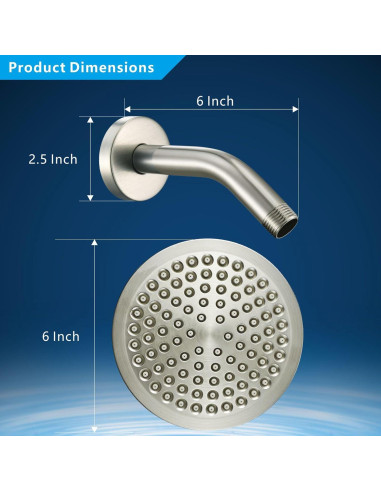 Cabezal de Ducha de Lluvia Nuodan 15.24 cm con Brazo de 15.24 cm