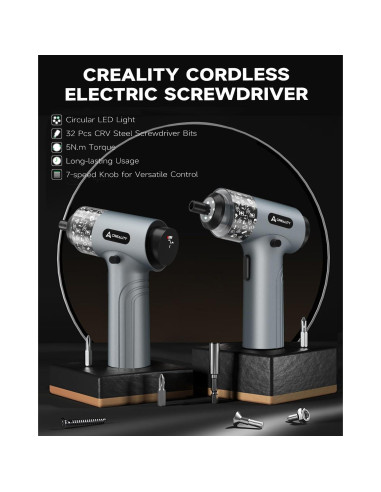 Destornillador Eléctrico Creality 33 en 1 Inalámbrico LED