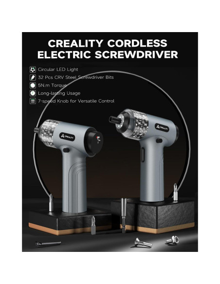 Destornillador Eléctrico Creality 33 en 1 Inalámbrico LED