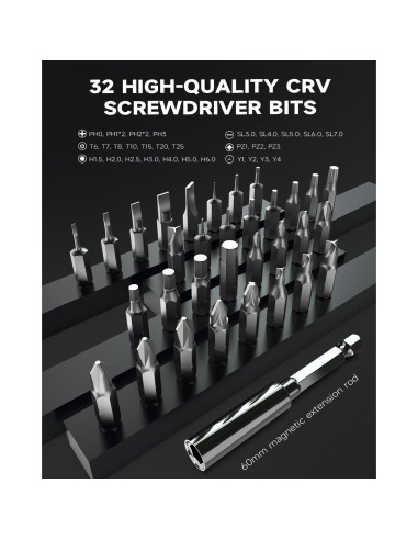 Destornillador Eléctrico Creality 33 en 1 Inalámbrico LED