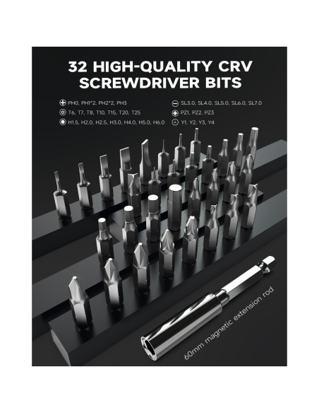 Destornillador Eléctrico Creality 33 en 1 Inalámbrico LED