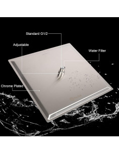 Cabezal de Ducha HarJue 25.4 cm con Brazo Cuadrado 40.64 cm 2