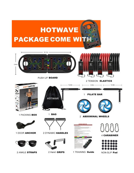 HOTWAVE Equipo de Ejercicio Portátil 20 en 1 con Accesorios