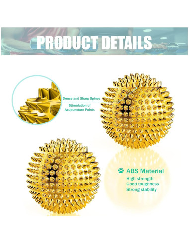Bolas de Masaje Espinosas GRUNIL 32 mm Doradas - Alivio Estrés