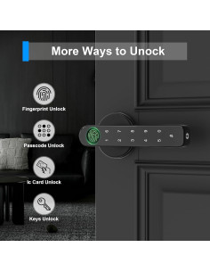 Cerradura Biométrica HEIXSMT Sin Llave Negra para Puerta 2