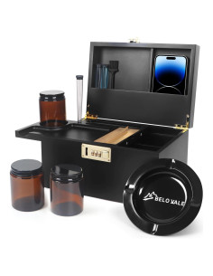 Caja de Almacenamiento de Bambú BELO VALE con Cerradura 25.4x17.8x14cm