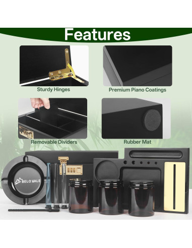 Caja de Almacenamiento de Bambú BELO VALE con Cerradura 25.4x17.8x14cm