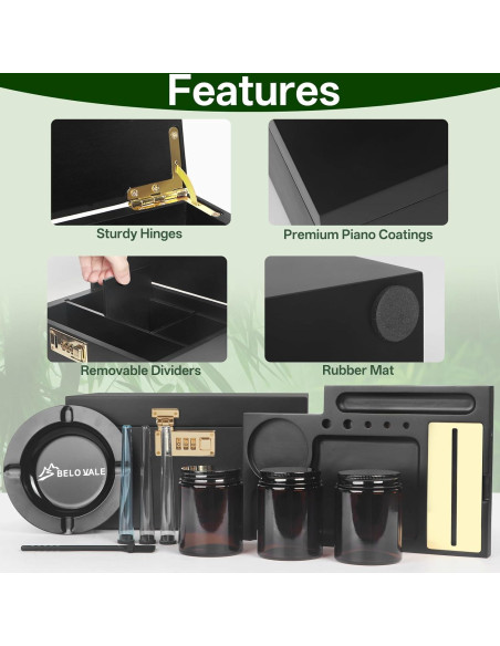 Caja de Almacenamiento de Bambú BELO VALE con Cerradura 25.4x17.8x14cm