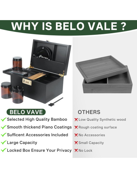 Caja de Almacenamiento de Bambú BELO VALE con Cerradura 25.4x17.8x14cm