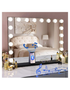 Espejo de Maquillaje COOLJEEN Grande 80x60cm con Bluetooth y LED