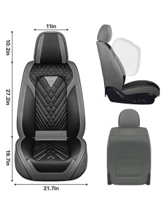 Fundas de Asiento de Coche Arocx para Toyota Yaris 2007-2020, Cuero Impermeable Negro-Gris 2
