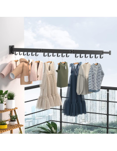 Perchero de Ropa Plegable Dr.DJ Montado en Pared 18 Ganchos 2