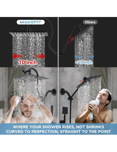 Combo Ducha Doble MakeFit Todo Metal 10" Lluvia y Mano Negro