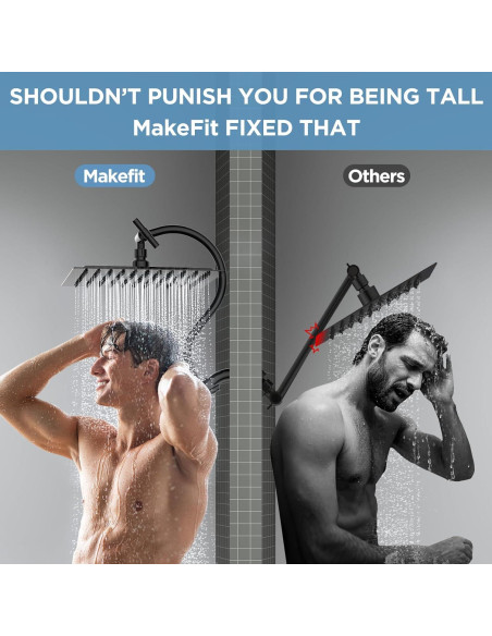 Combo Ducha Doble MakeFit Todo Metal 10" Lluvia y Mano Negro