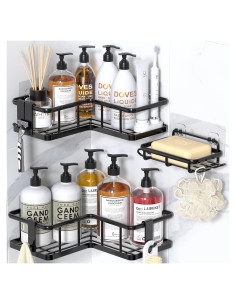 Organizador de Ducha Esquinero YASONIC 3 Estantes Negro