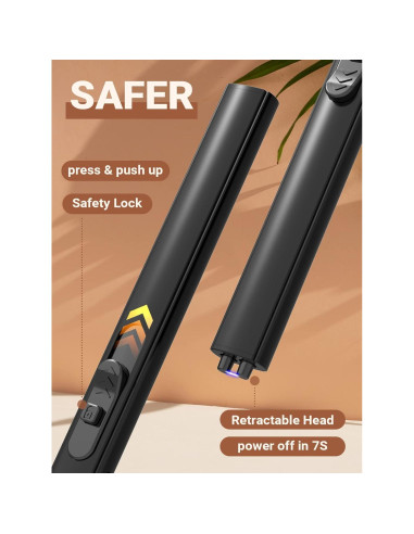 Encendedor Eléctrico Recargable USB CAREVER Negro 18.8cm