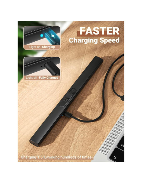 Encendedor Eléctrico Recargable USB CAREVER Negro 18.8cm