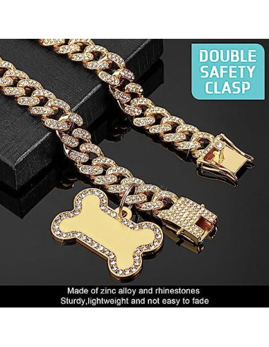 Collar de Cadena para Perros Hillban con Etiqueta Dorada 203x12mm