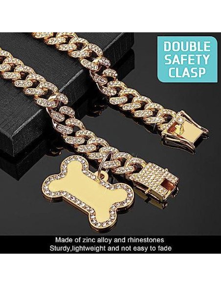 Collar de Cadena para Perros Hillban con Etiqueta Dorada 203x12mm