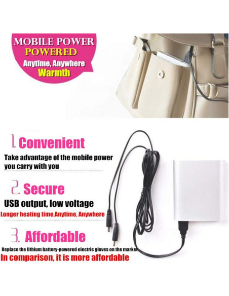 Guantes Calentados USB Kbinter para Invierno - Mitad de Dedo