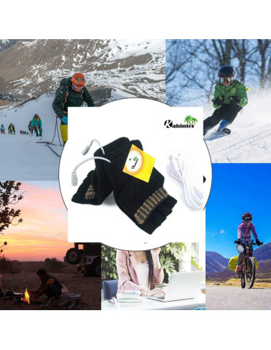 Guantes Calentados USB Kbinter para Invierno - Mitad de Dedo