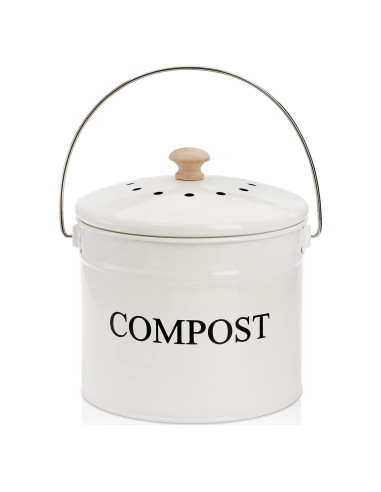 Contenedor de Compost AVLA Blanco 3.79L con Filtro y Tapa