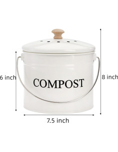 Contenedor de Compost AVLA Blanco 3.79L con Filtro y Tapa 2