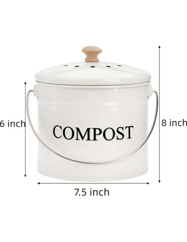 Contenedor de Compost AVLA Blanco 3.79L con Filtro y Tapa